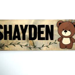 Woodland Nursery Name Sign, Teddy Bear, Personalized Baby Gifts, Nursery Decor, Wall Art Names, Forest Animal - thumbnail 2
