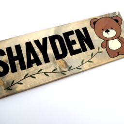Woodland Nursery Name Sign, Teddy Bear, Personalized Baby Gifts, Nursery Decor, Wall Art Names, Forest Animal - thumbnail 3