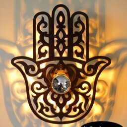 Hamsa Light, 50/60/70 cm, Black, Lighting Designer, Hamsa, Lighting Wall, Morocco Lighting, Oriental Lamp, Deco Wall Oriental, Oriental Light, Design - thumbnail 2