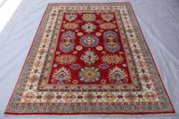 5x7 Red Kazak Oriental Rug - Afghan Geometric Handmade Natural Veg Dyes Soft Wool Medallion Area Rugs For Living Room Bedroom Carpet - thumbnail 1