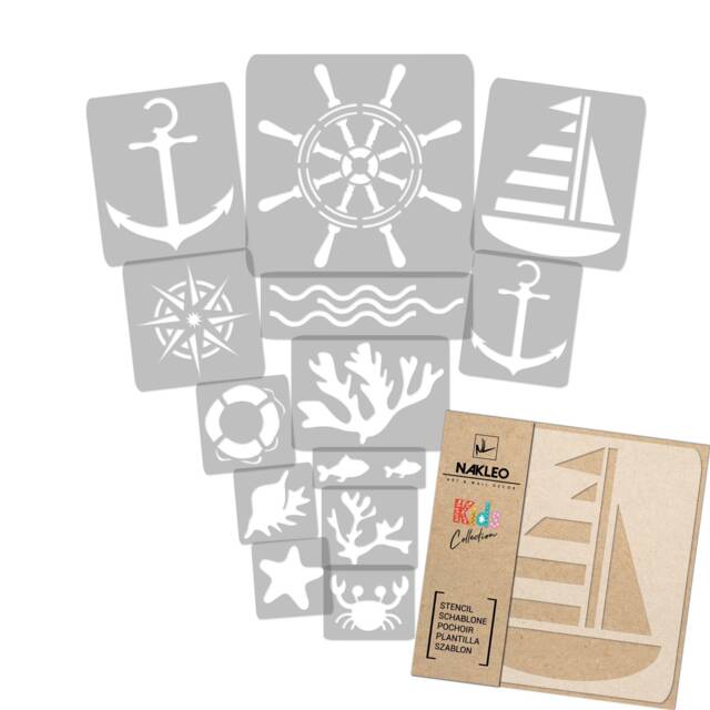 Sea Life Wall Stencils 14-Piece Reusable Nautical Decor - image 1