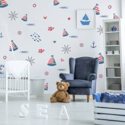 Sea Life Wall Stencils 14-Piece Reusable Nautical Decor - thumbnail 2