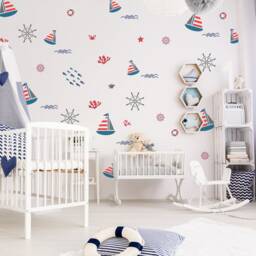 Sea Life Wall Stencils 14-Piece Reusable Nautical Decor - thumbnail 3