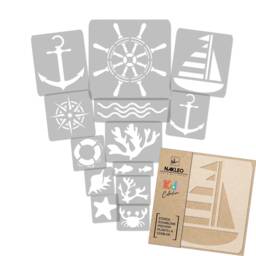 Sea Life Wall Stencils 14-Piece Reusable Nautical Decor - thumbnail 1