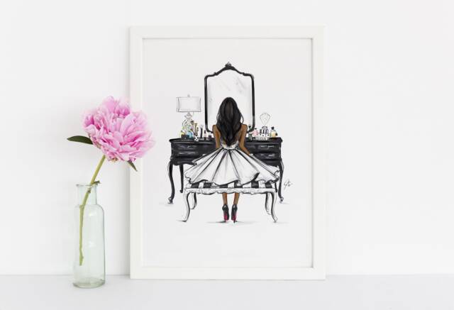 Art Printblack Vanity - Fashion Illustration Print(Fashion - Fashion Sketch Prints Home Decor By Melsy's Illustrations - image 1