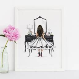 Art Printblack Vanity - Fashion Illustration Print(Fashion - Fashion Sketch Prints Home Decor By Melsy's Illustrations - thumbnail 3