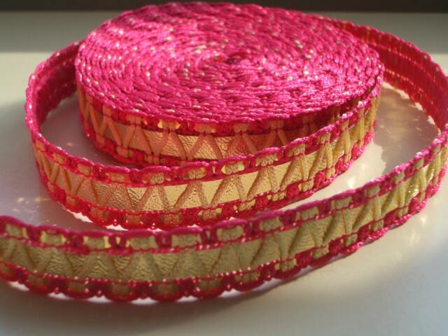 Sewing Trim, Fuchsia & Gold Trim Fabulous For All Craft Projects - image 1
