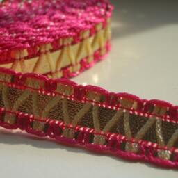 Sewing Trim, Fuchsia & Gold Trim Fabulous For All Craft Projects - thumbnail 2