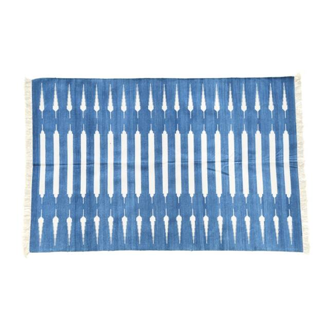 Handmade Indigo Dhurrie Rug Modern Cotton Reversible Area Rug - image 1