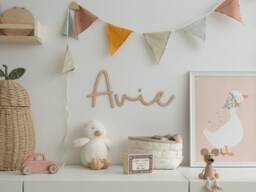 Personalised Wooden Name Sign - Custom Baby Wall Decor For Nursery Or Kids Bedroom - thumbnail 1