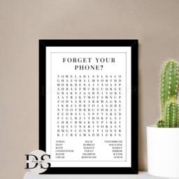 Funny Bathroom Word Search Print, Forget Your Phone, Toilet Sign - thumbnail 2