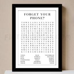 Funny Bathroom Word Search Print, Forget Your Phone, Toilet Sign - thumbnail 1