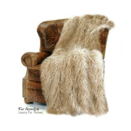 Faux Fur Throw Blanket - Shaggy Llama Mongolian Sheepskin Design, Handmade in Usa - thumbnail 2