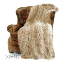 Faux Fur Throw Blanket - Shaggy Llama Mongolian Sheepskin Design, Handmade in Usa - thumbnail 1