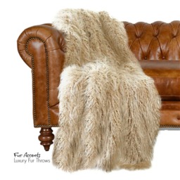 Faux Fur Throw Blanket - Shaggy Llama Mongolian Sheepskin Design, Handmade in Usa - thumbnail 3