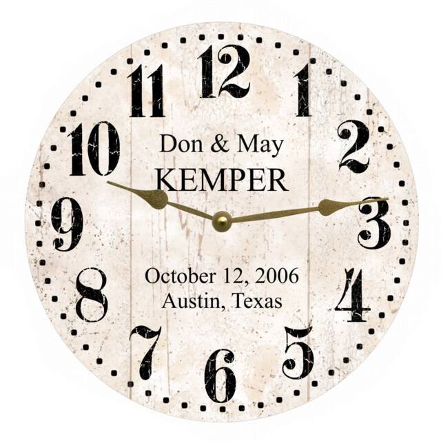 White Rustic Clock - Personalized Anniversary Clock - image 1