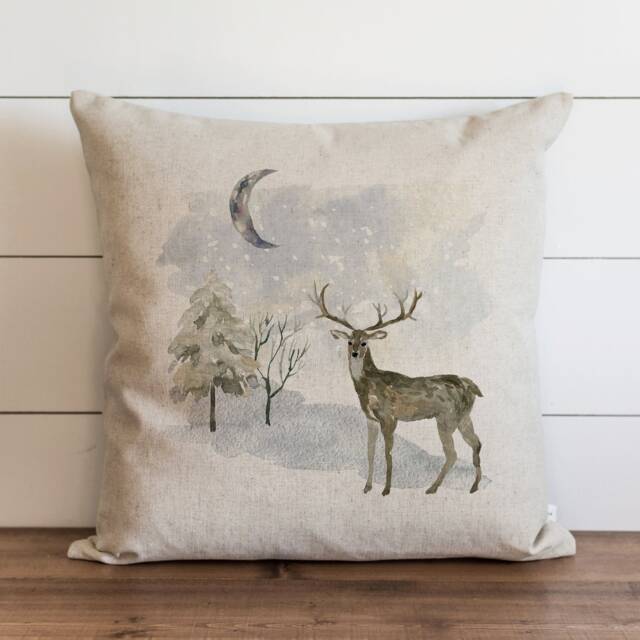 Christmas Pillow Cover - 20 X Throw Snowy Night Farmhouse Decor Holiday Covers - image 1