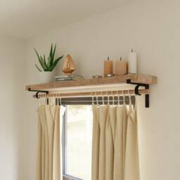 Shelf Bracket With Curtain Rod Holder, Sold Individually, & Hook, Drapery Hardware, Rod Finial - thumbnail 3
