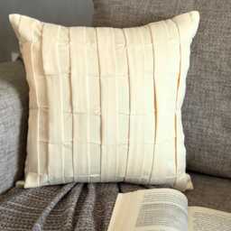 Textured Pintuck Faux Suede Pillow Sham, 24x24/26x26, Modern Style Euro Solid Square Pillowcase - Cream Love Tune