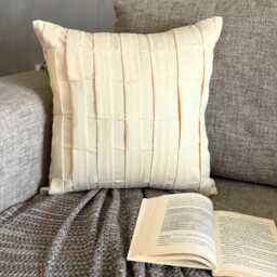 Textured Pintuck Faux Suede Pillow Sham, 24x24/26x26, Modern Style Euro Solid Square Pillowcase - Cream Love Tune - thumbnail 2