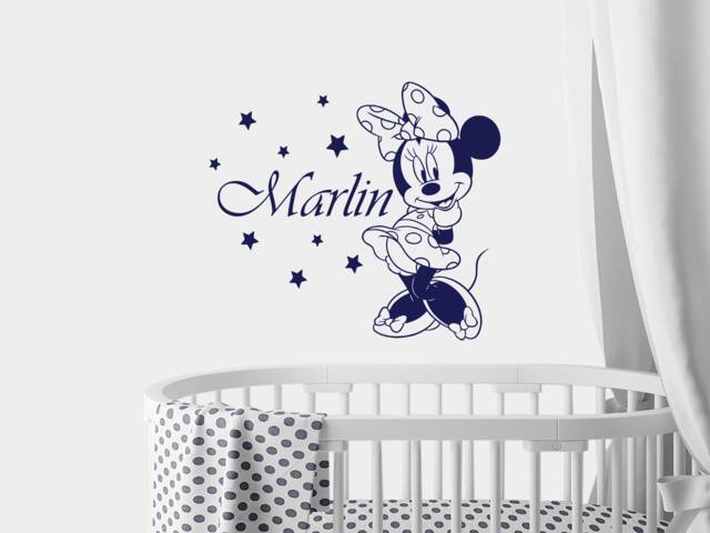 Girl Name Wall Decals - Personalized Vinyl Sticker Girls Room Decor Minnie Mouse Decal Nursery Sm74 - image 1