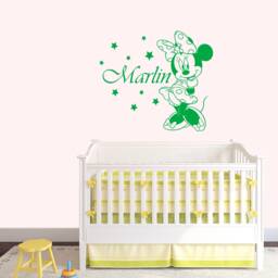 Girl Name Wall Decals - Personalized Vinyl Sticker Girls Room Decor Minnie Mouse Decal Nursery Sm74 - thumbnail 3