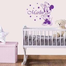 Girl Name Wall Decals - Personalized Vinyl Sticker Girls Room Decor Minnie Mouse Decal Nursery Sm74 - thumbnail 2