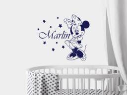Girl Name Wall Decals - Personalized Vinyl Sticker Girls Room Decor Minnie Mouse Decal Nursery Sm74 - thumbnail 1