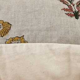 Block Print Linen Lumbar Pillow Cover Red , Yellow , Green Color Design - thumbnail 3