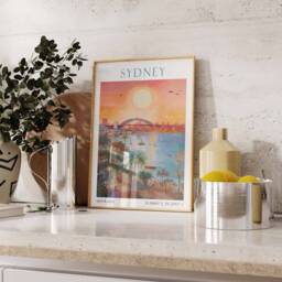 Sydney Travel Print, Poster, Opera House Art, Australia Wall Harbour Bridge - thumbnail 3