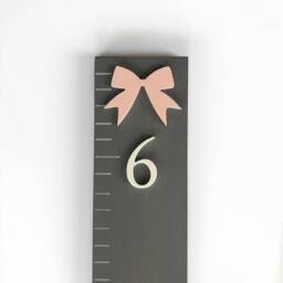Growth Chart Ruler - Kids Playroom Decor Wall Wood Nursery Art Height Girls Bow - thumbnail 1