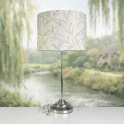 Lampshades in Laura Ashley Willow Leaf Steel Grey Fabric Handmade Free Delivery - thumbnail 2