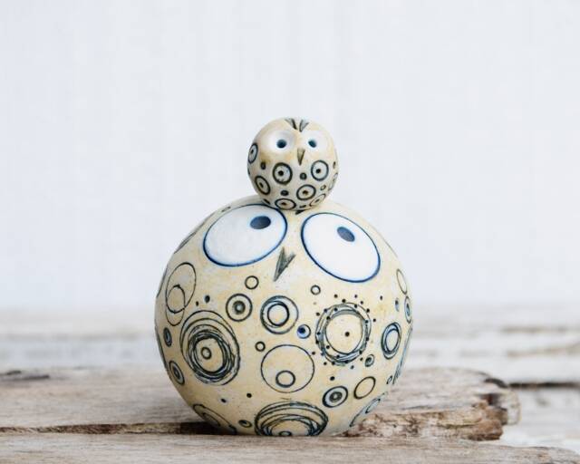 Handmade Ceramic Mom & Baby Owl Figurines, Unique Decor - image 1