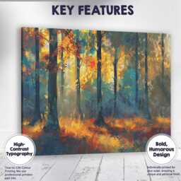 Vibrant Autumn Woodland Colourful Forest Landscape Canvas Wall Art Print Decor Picture Ready To Hang - thumbnail 1