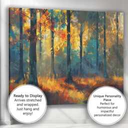 Vibrant Autumn Woodland Colourful Forest Landscape Canvas Wall Art Print Decor Picture Ready To Hang - thumbnail 3