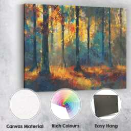 Vibrant Autumn Woodland Colourful Forest Landscape Canvas Wall Art Print Decor Picture Ready To Hang - thumbnail 2