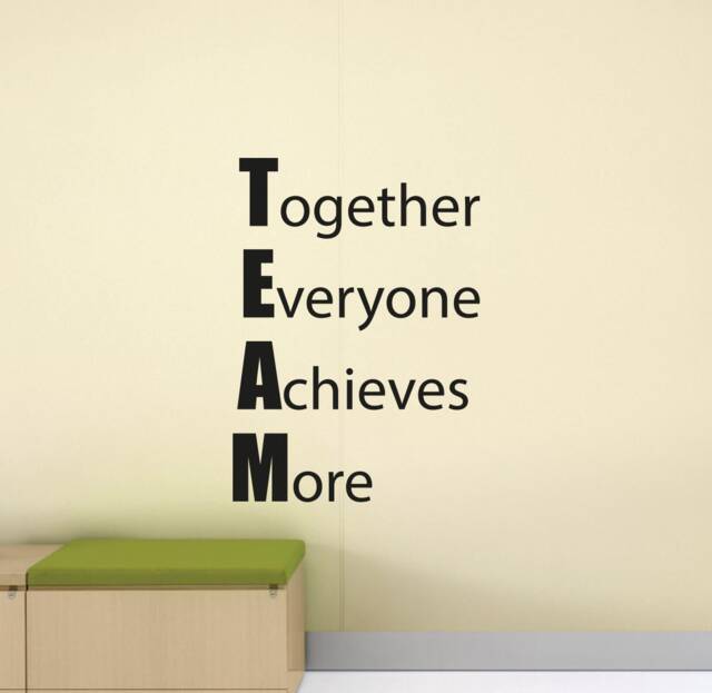 Together Everyone Achieves More Wall Decal Teamwork Poster Office Sign Team Gift Work Quote Vinyl Sticker Decor Art Print G73-8 - image 1