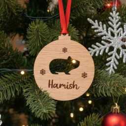 Personalised Hamster Christmas Decoration, Wooden Pet Bauble, Ornament, Keepsake Gift - thumbnail 2
