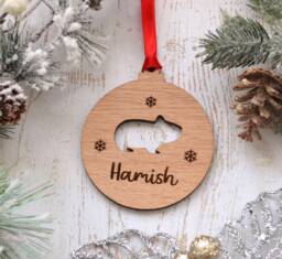 Personalised Hamster Christmas Decoration, Wooden Pet Bauble, Ornament, Keepsake Gift - thumbnail 1