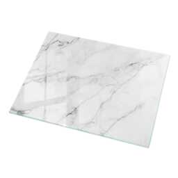 Marble Imitation Glass Table Top, White Minimalist Tabletop, Durable Tempered Elegant Surface - thumbnail 2