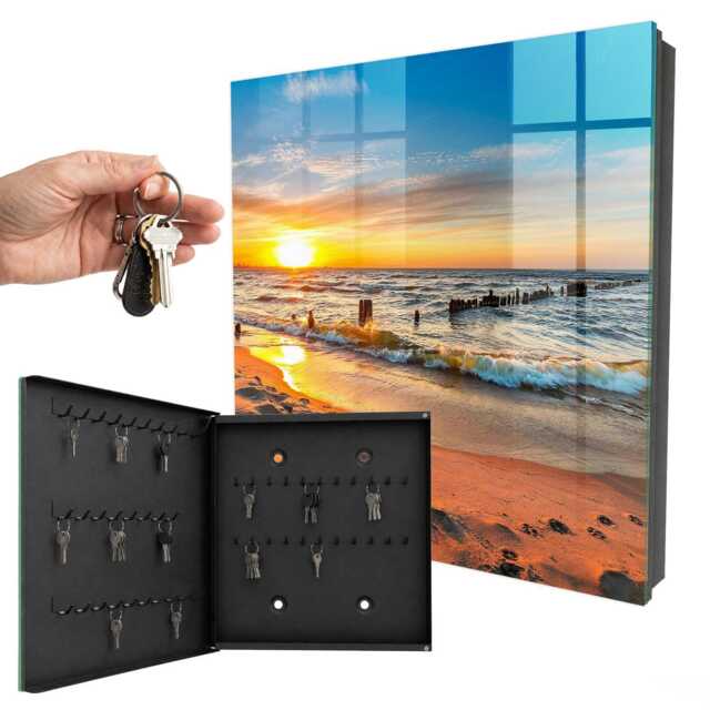 Sunset Wall Mounted Key Cabinet, Yellow Box For Home, Photographic Landscapes, Lovers Of Nature & Peace - image 1