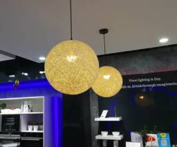 Hemp Rope Pendant Light Spherical Lighting, Modern Farmhouse - thumbnail 1