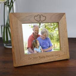 Personalised Wooden Photo Frame Ruby Wedding Anniversary Gift - 40Th Present For Couple, Parents, Mum & Dad, 6x4 7x5 Landscape - thumbnail 3