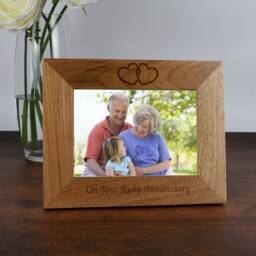 Personalised Wooden Photo Frame Ruby Wedding Anniversary Gift - 40Th Present For Couple, Parents, Mum & Dad, 6x4 7x5 Landscape - thumbnail 1