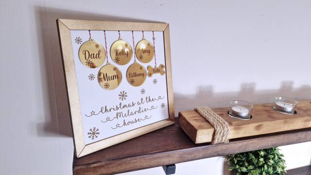 Personalised Christmas Family Sign, Xmas Wall Decorations, Family Tree Decor, Personalized Plaque, Custom Decorations - image 1