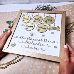 Personalised Christmas Family Sign, Xmas Wall Decorations, Family Tree Decor, Personalized Plaque, Custom Decorations - thumbnail 2