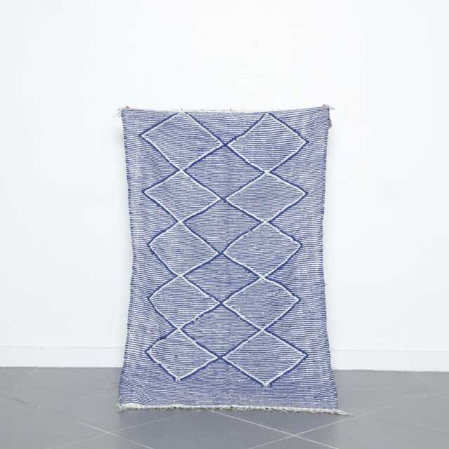 Blue Diamond Moroccan Rug Handwoven Berber Wool Carpet 3.1x4.7 Ft - image 1