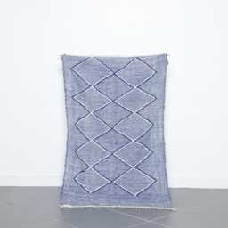 Blue Diamond Moroccan Rug Handwoven Berber Wool Carpet 3.1x4.7 Ft - thumbnail 1