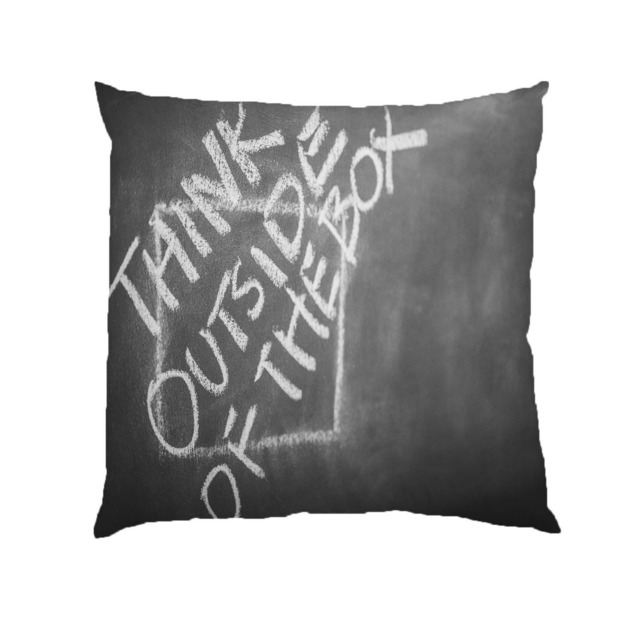 Think Outside The Box - Typograhy Inspirational Quote Cushion Case Covers, New Cotton Textile With Or Without Inner