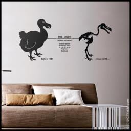 Animal Wall Decal Dodo Wall Decor, Mauritius Extinct Bird With Dates & Skeleton Sticker - thumbnail 2
